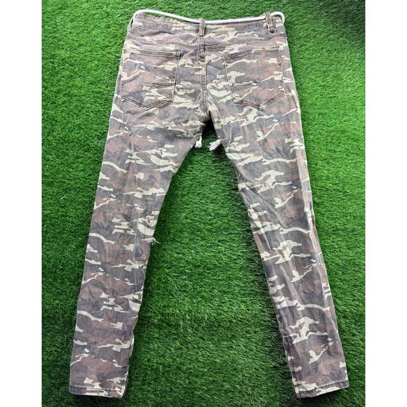Fashion Nova Men Camo Skinny Distressed Ripped Jeans Sz 36 Streetwear Style - Picture 3 of 7